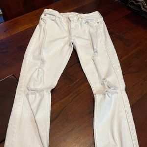 7 for All Mankind white tattered jeans